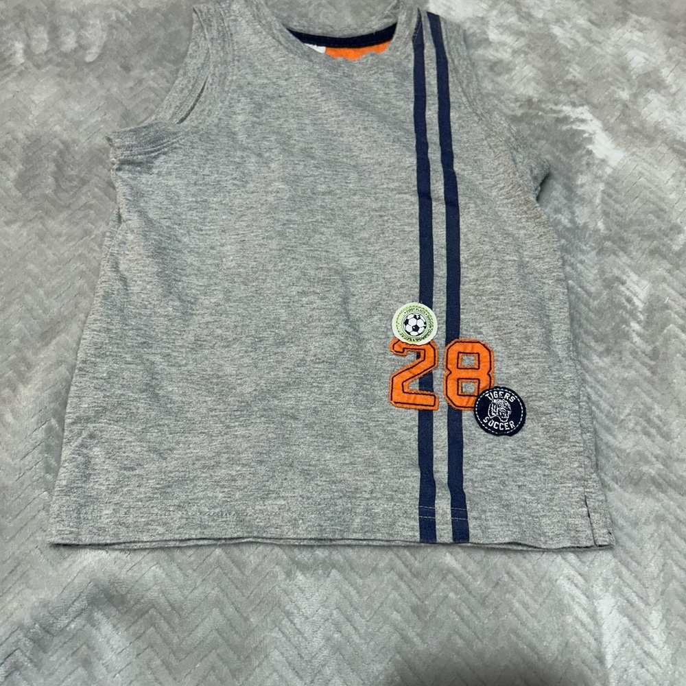 Vintage-Carter's Gray Tank Top with Orange and Blue Accents